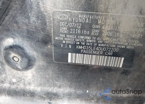 2013 Hyundai Elantra Gt z USA, uszkodzony, nr VIN KMHD35LE4DU072200